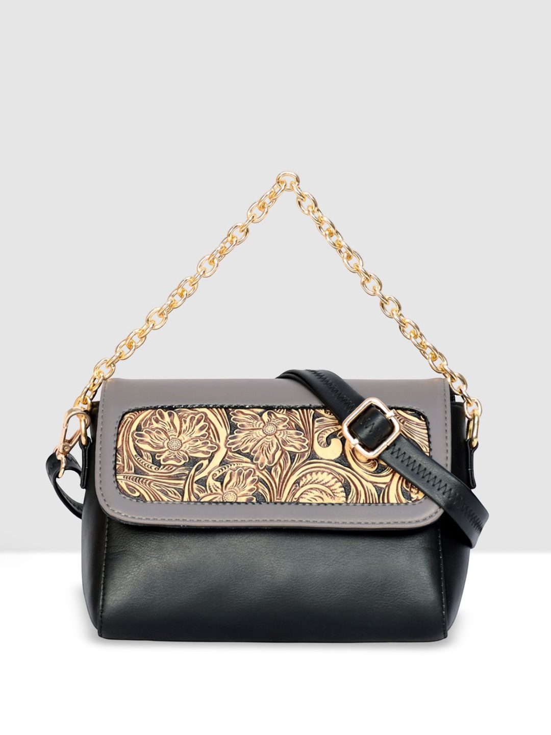 

ESBEDA Floral PU Swagger Sling Bag, Black