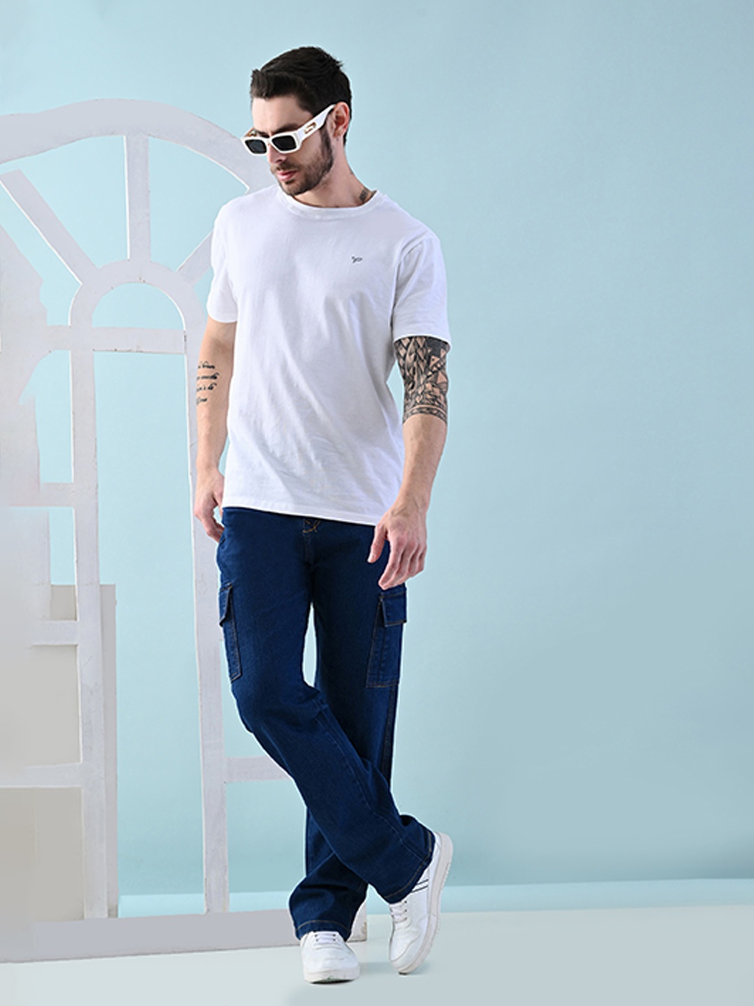

Moda Rapido Men Classic Low Distress Jeans, Blue