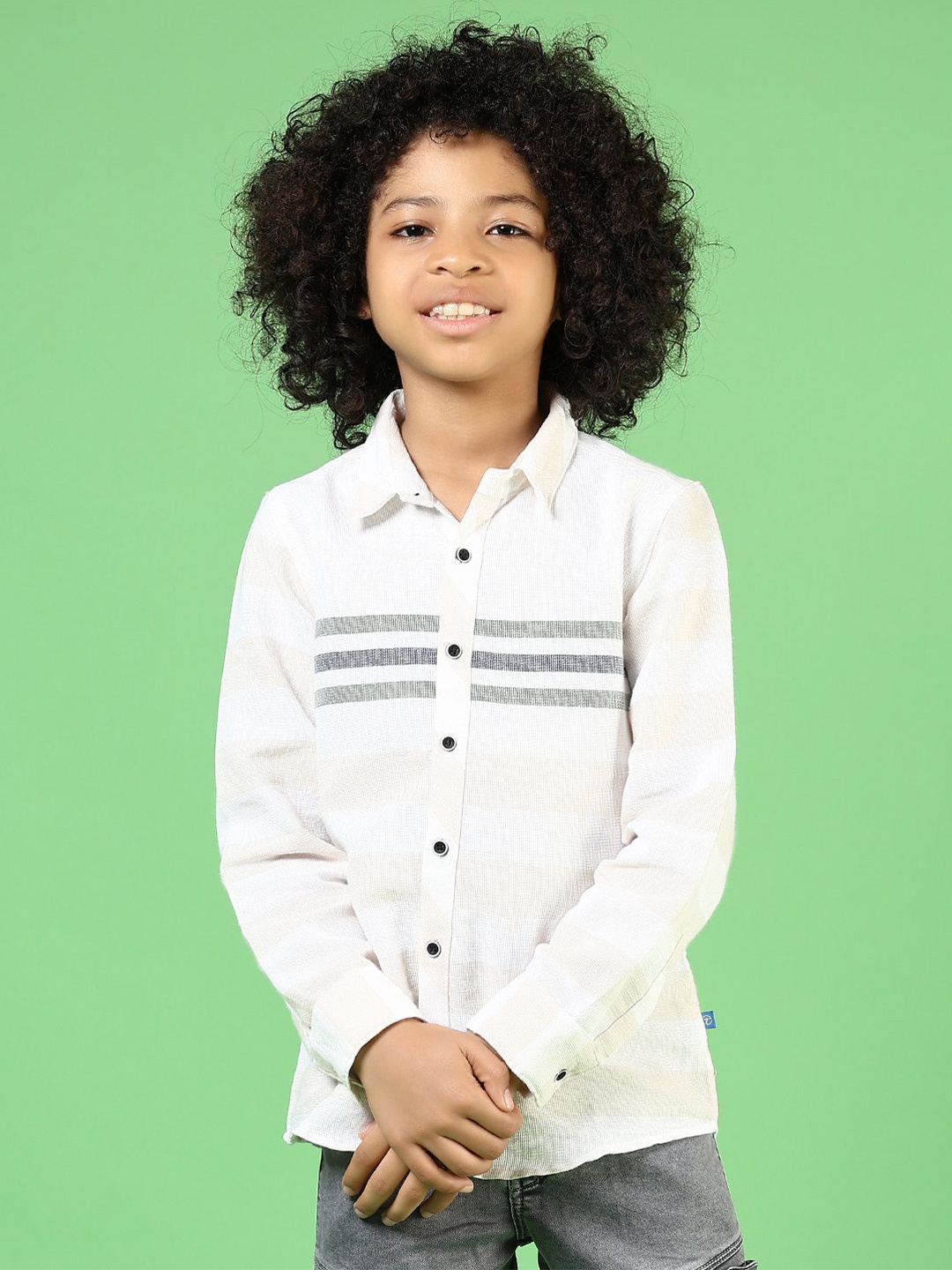 

V-Mart Boys Opaque Checked Casual Shirt, Cream