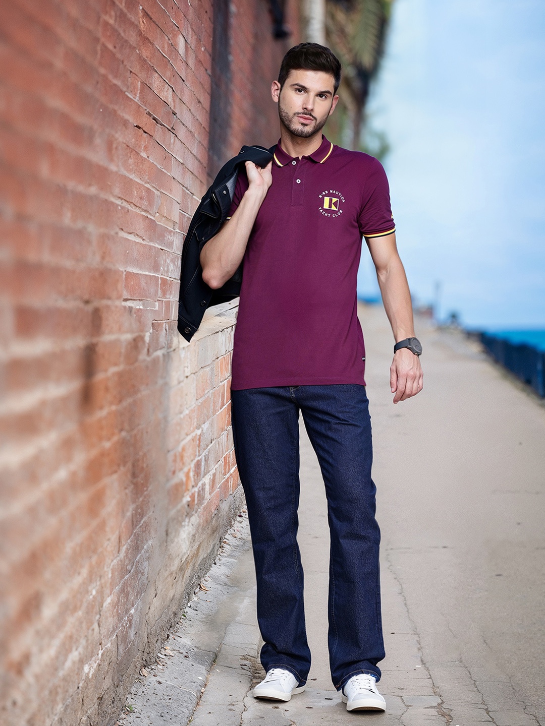 

Nautica Men Polo Collar Pure Cotton T-shirt, Burgundy