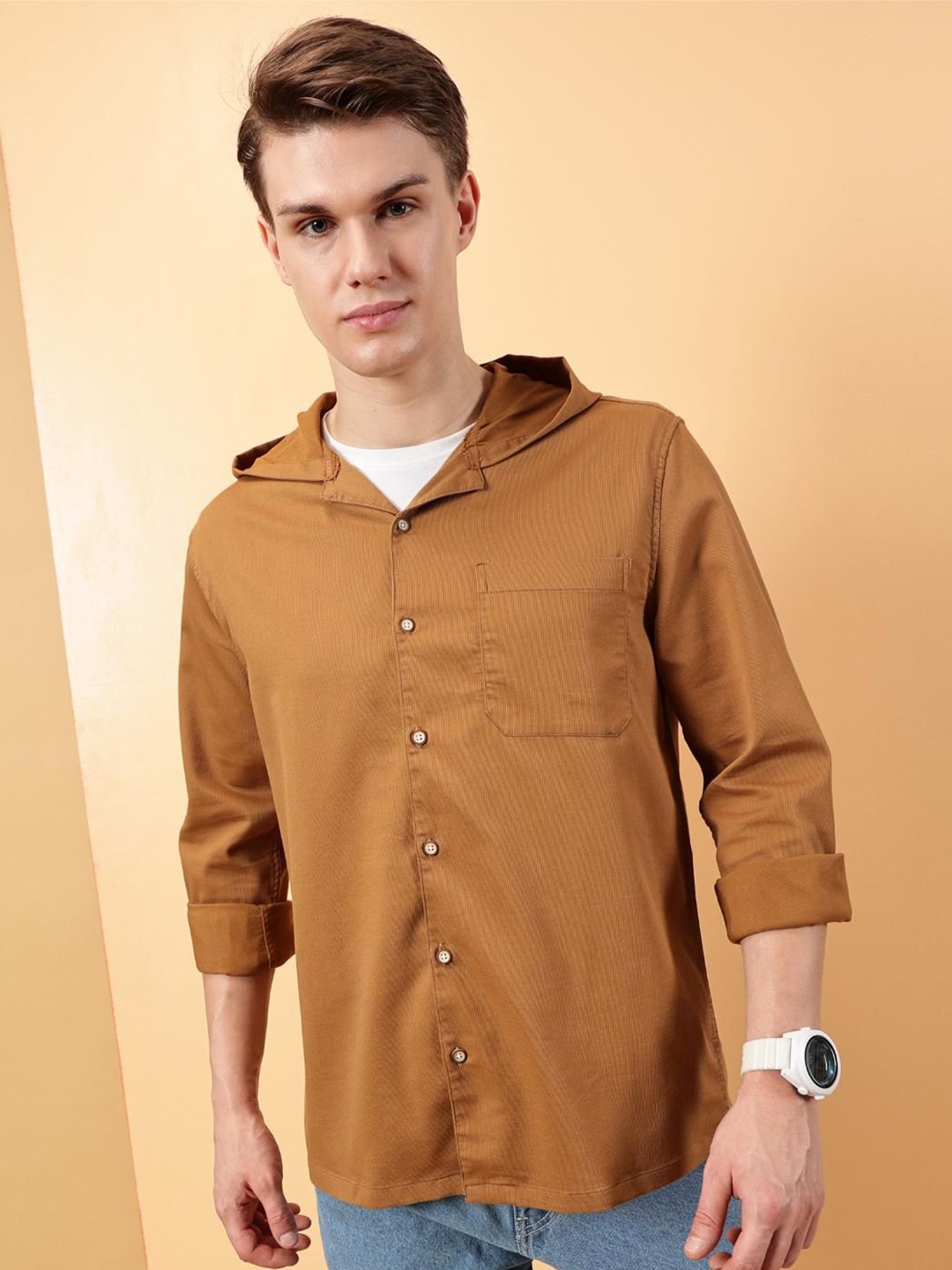 

VALEN CLUB Men Opaque Casual Shirt, Mustard