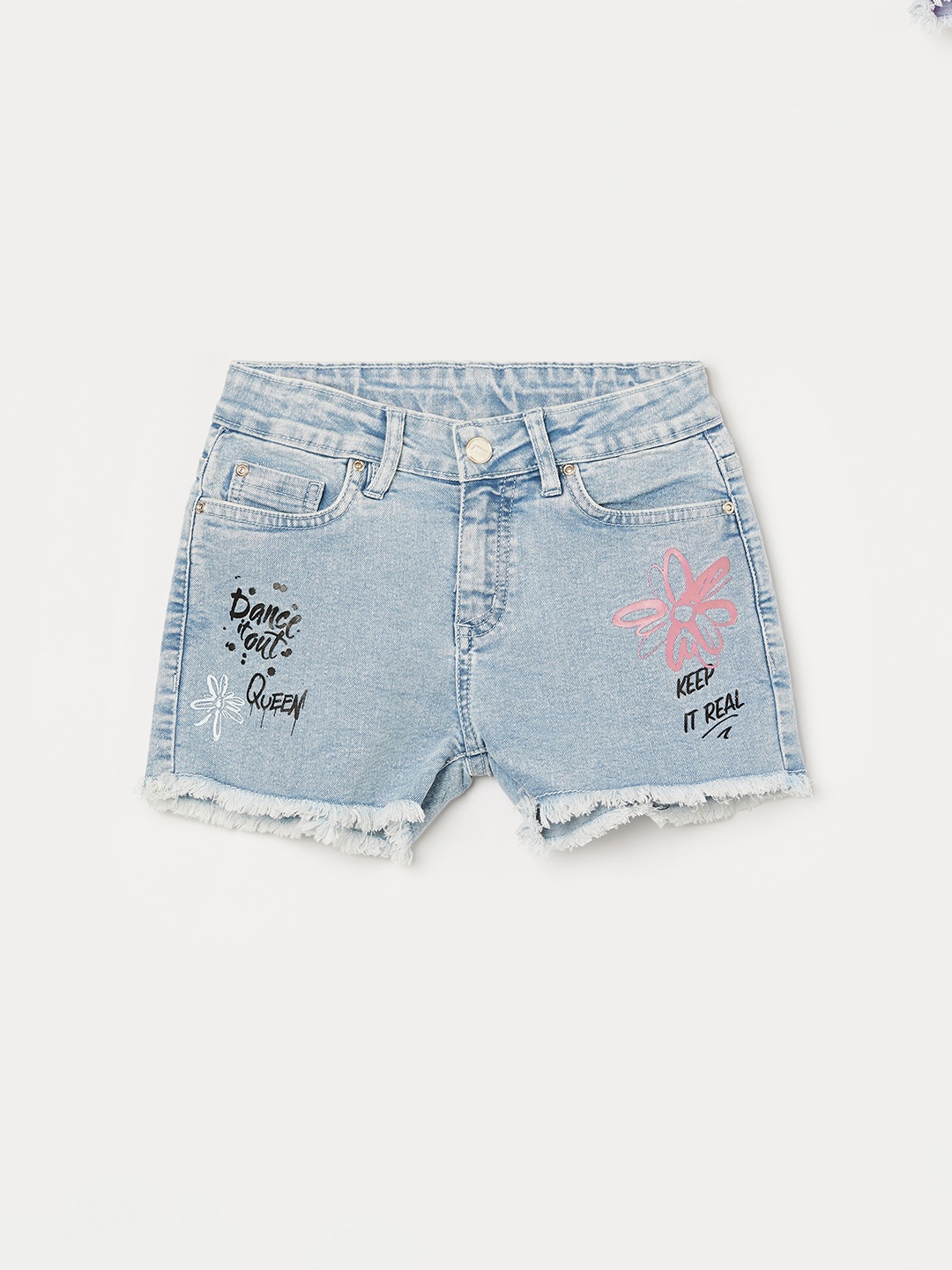 

Fame Forever by Lifestyle Girls Printed Denim Shorts, Blue