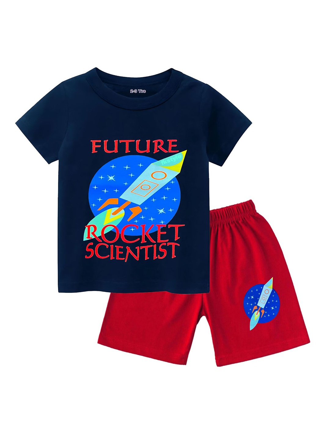 

BAESD Boys Printed T-shirt with Shorts, Navy blue