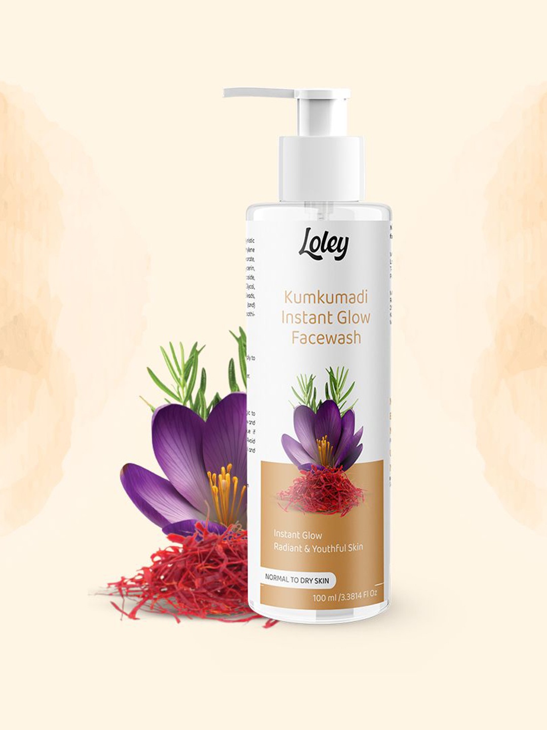 

LOLEY Kumkumadi Face Wash With Vitamin E Oil And Moringa Oil For Instant Glow - 100 ml, White