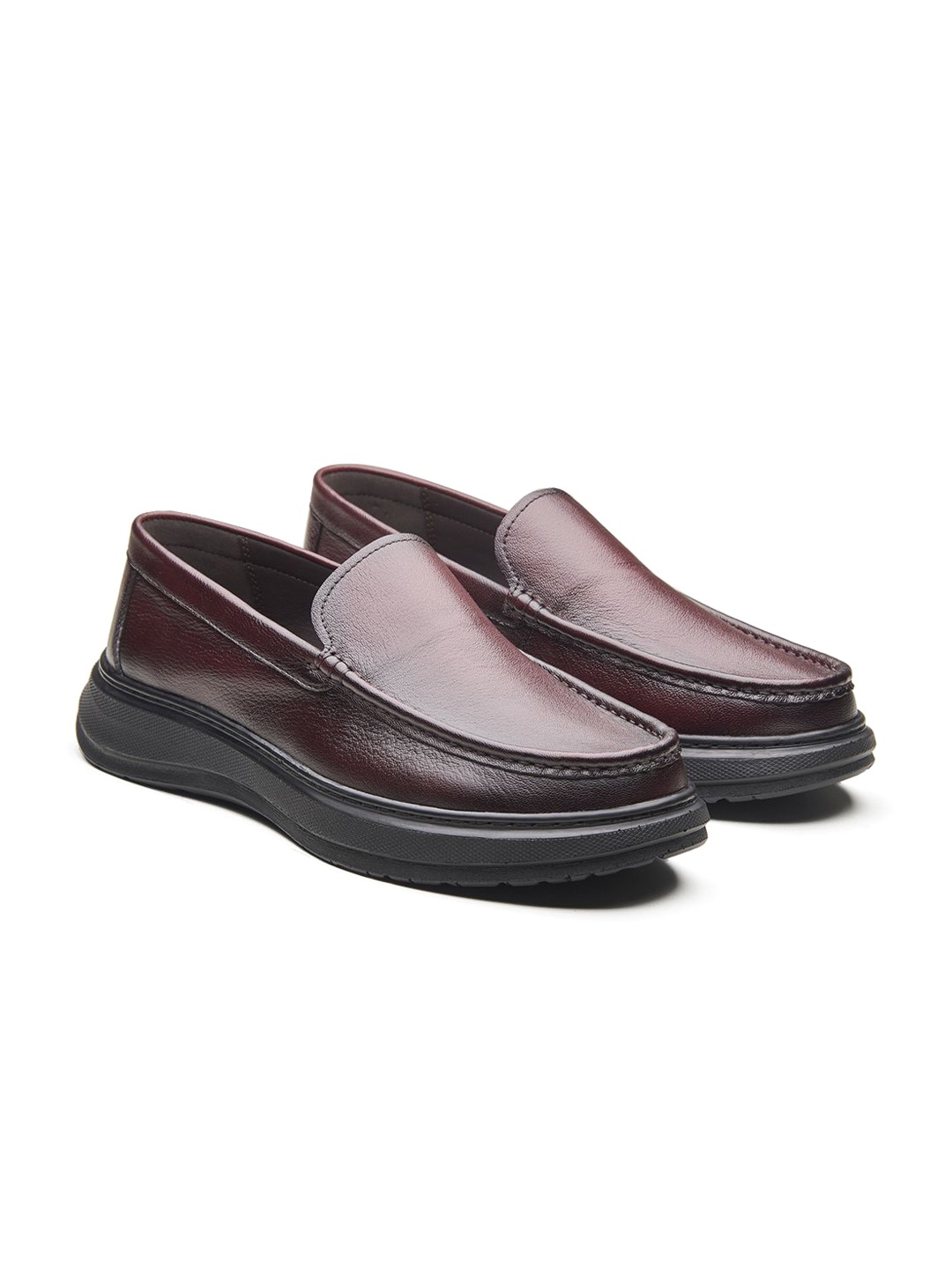 

MICHAEL ANGELO Men Leather Formal Slip-On, Burgundy