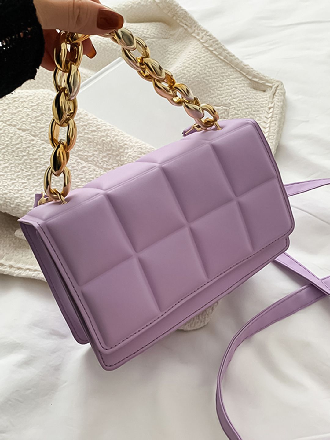 

HAUTE SAUCE by Campus Sutra PU Structured Handheld Bag, Purple