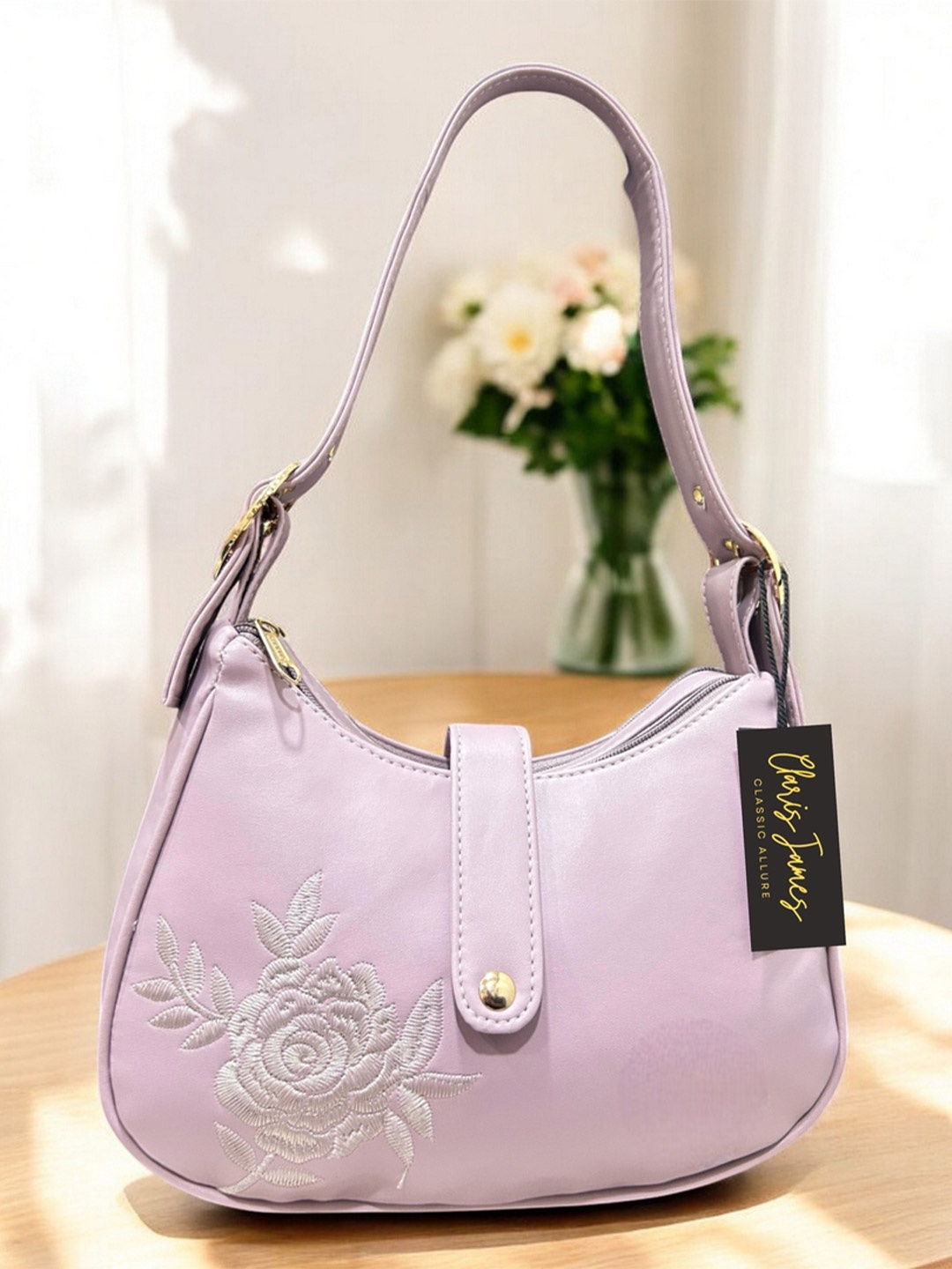 

CLARIS JAMES PU Half Moon Sling Bag, Pink