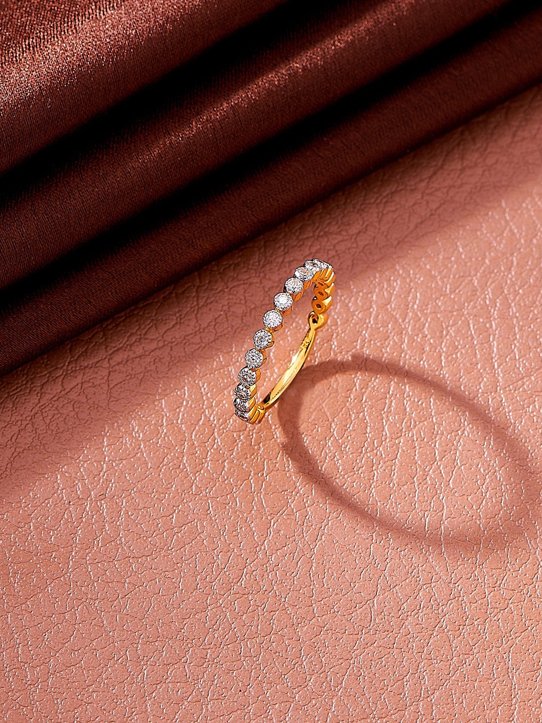 

Nipura 925 Sterling Silver Gold-Plated Half-Eternity Finger Ring