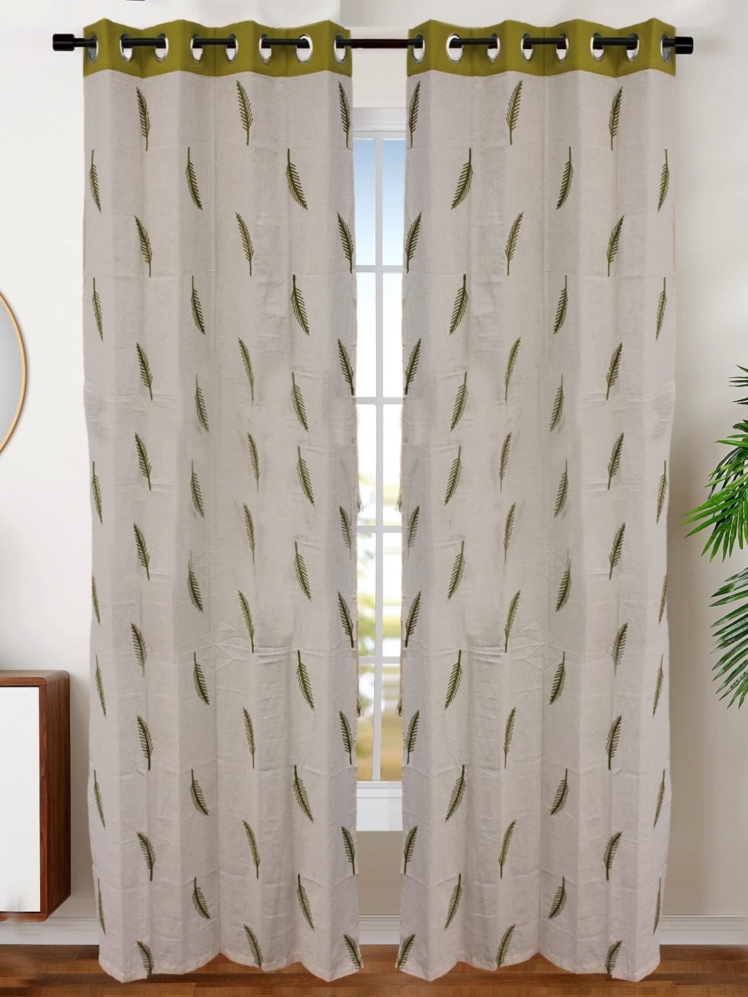 

Dekor World Yellow Set of 2 Embroidered Window Curtain