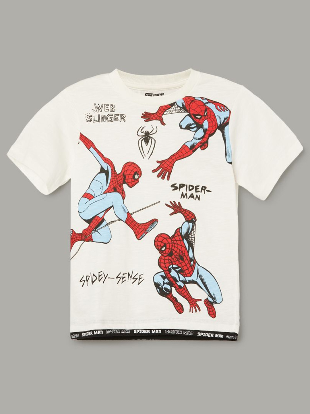 

Fame Forever by Lifestyle Boys Marvel Printed Cotton T Shirt, White