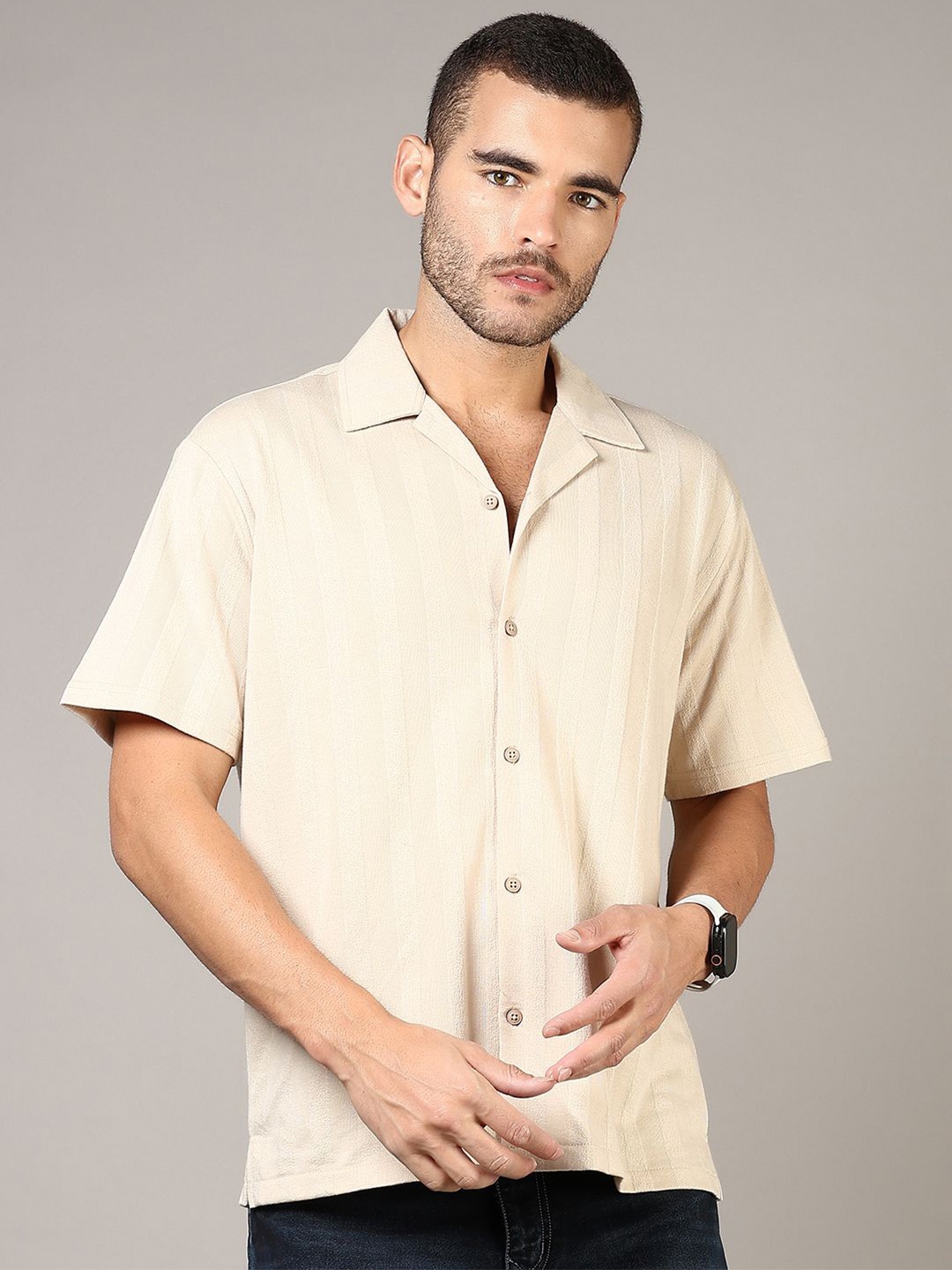 

V-Mart Men Opaque Casual Shirt, Beige