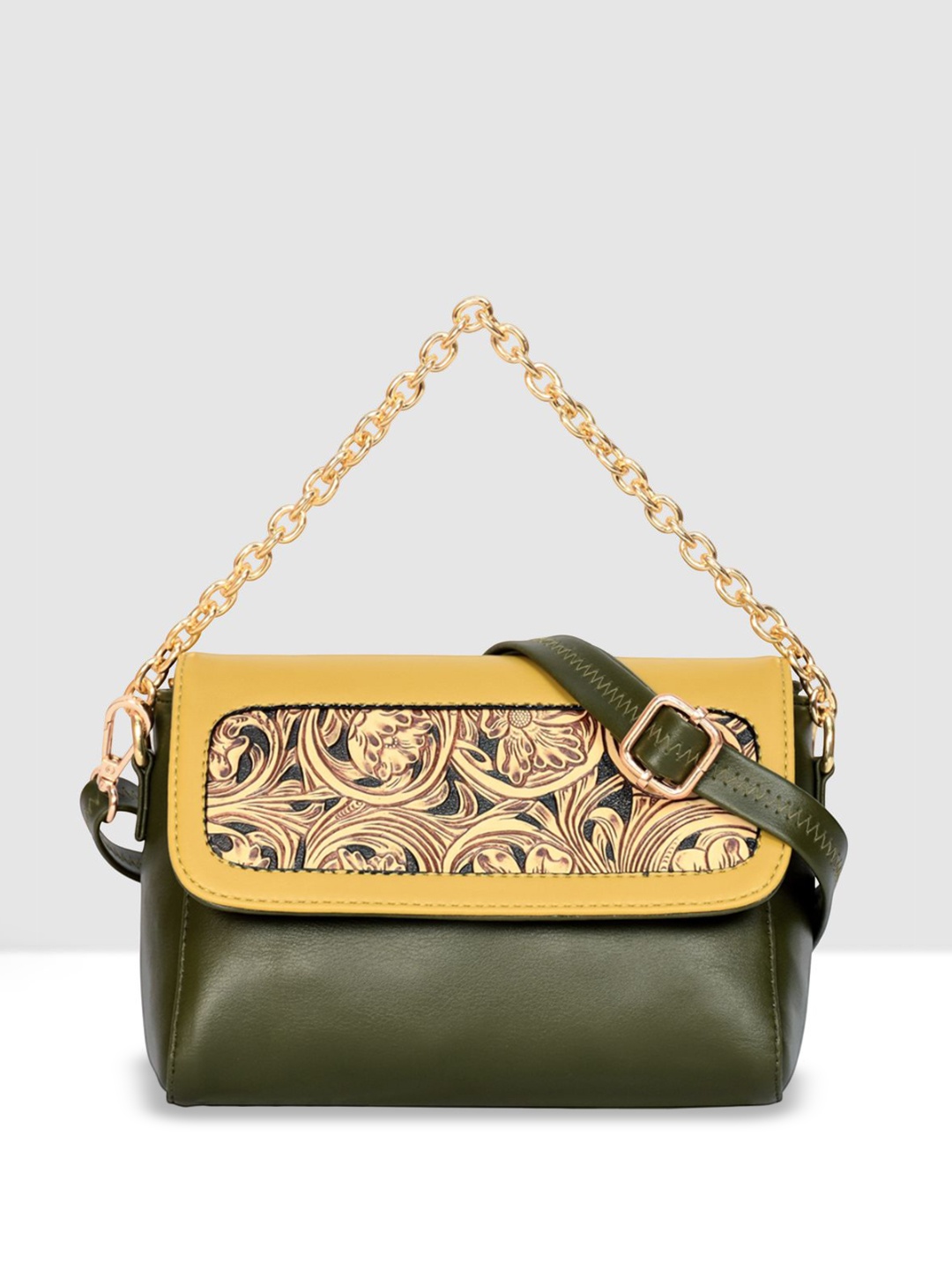 

ESBEDA Floral PU Swagger Sling Bag, Olive