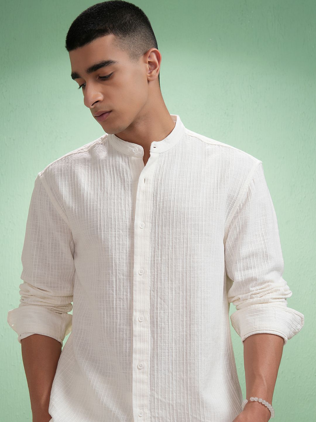 

HIGHLANDER Men Comfort Opaque Casual Shirt, White