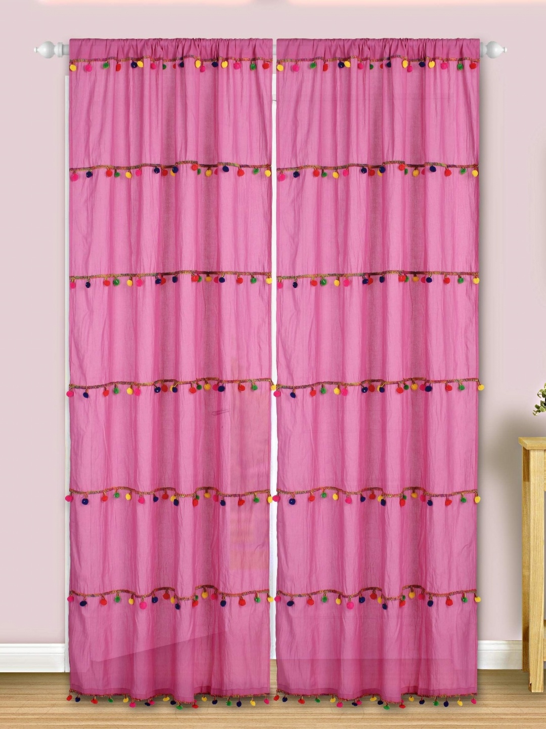 

Dekor World Multicoloured Set of 2 Embellished Sheer Door Curtain, Multi