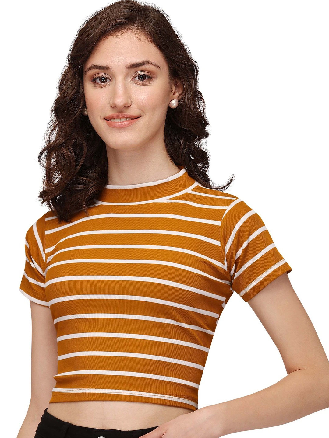 

NiloBerry Striped Crop Top, Mustard