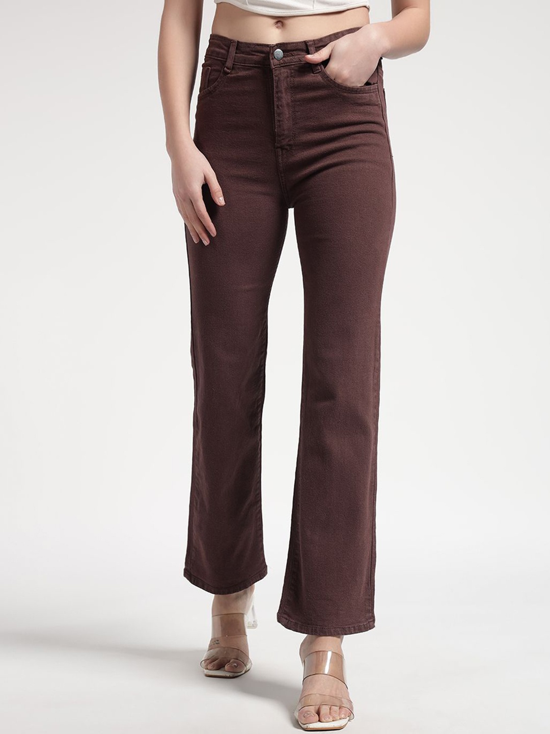 

Chemistry Women Straight Fit High-Rise Stretchable Jeans, Brown