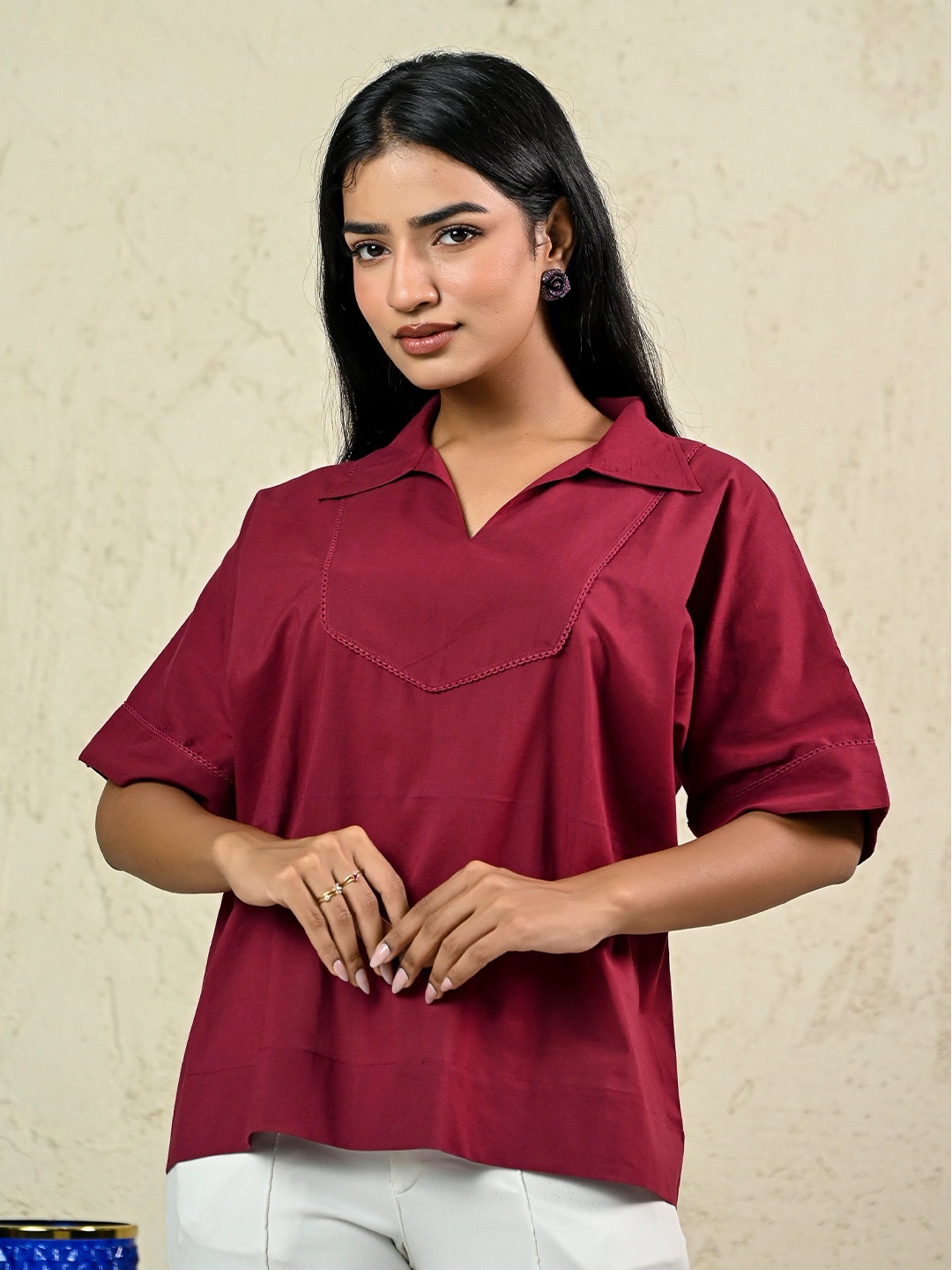 

INAAYA JAIPUR Cotton Top, Maroon