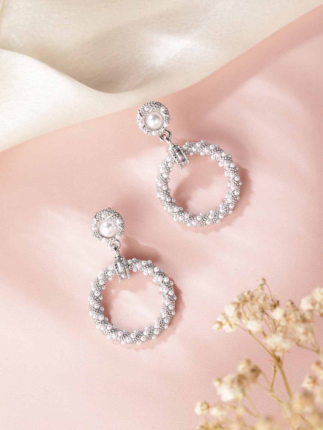 

DressBerry Circular Drop Earrings, Silver