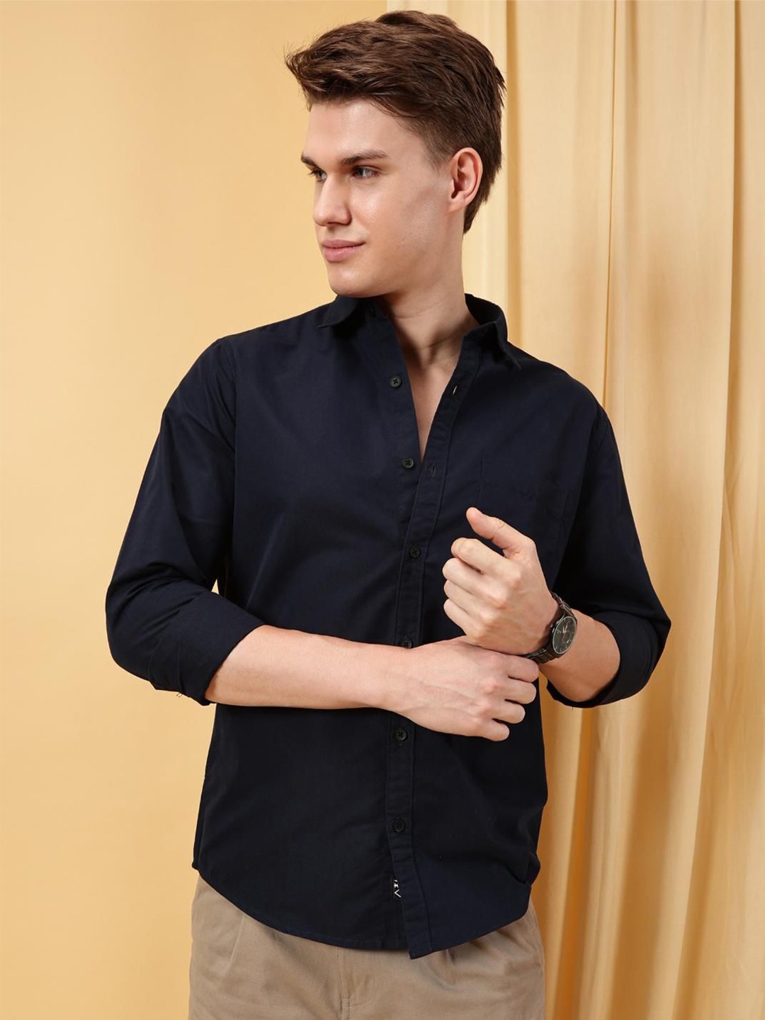 

VALEN CLUB Men Opaque Casual Shirt, Navy blue