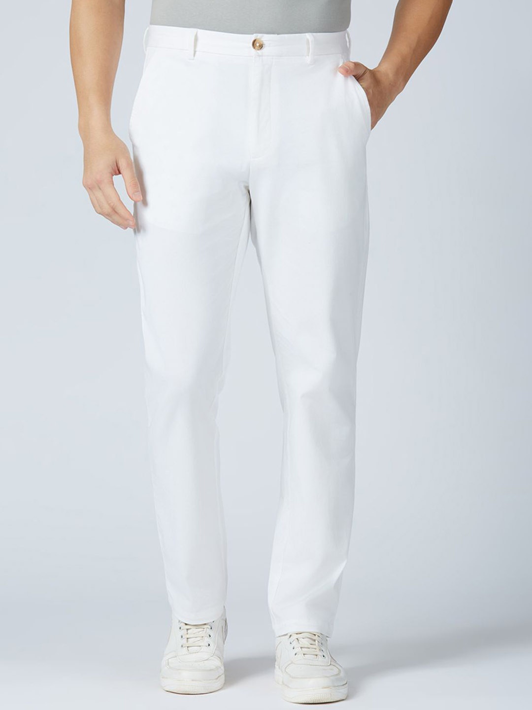

ONEMILE Men Smart Chinos Trousers, White