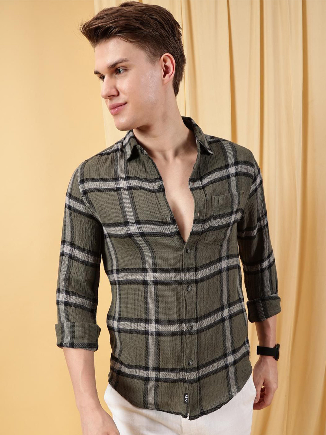 

VALEN CLUB Men Tartan Checks Opaque Checked Casual Shirt, Blue