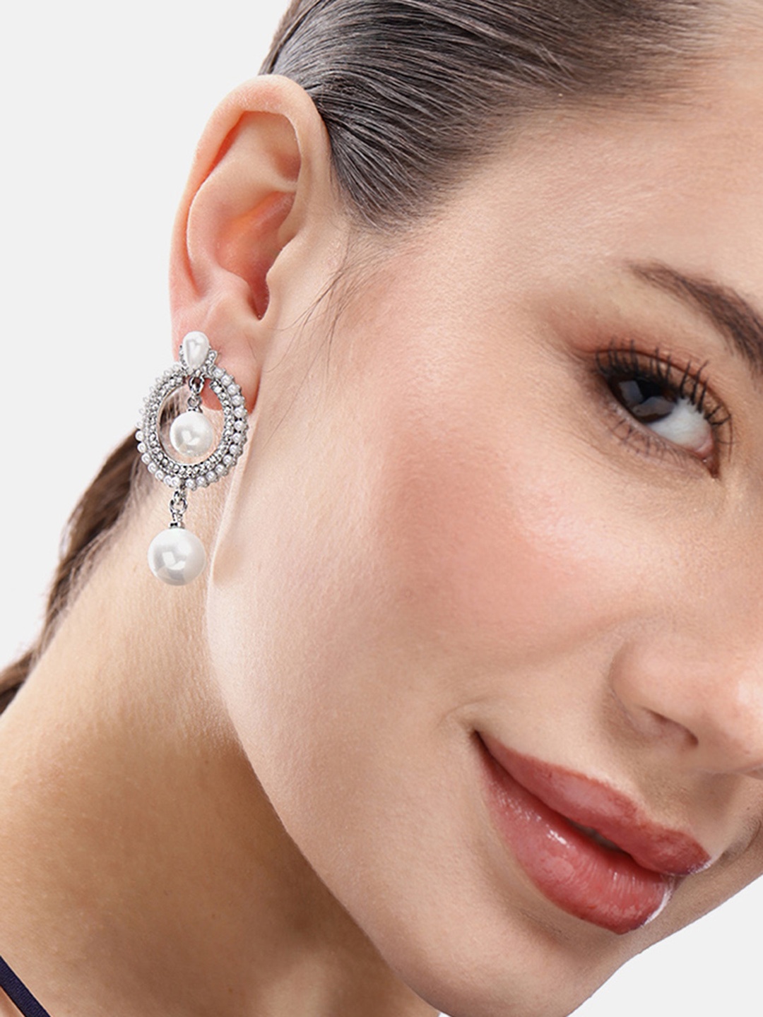 

DressBerry Circular Drop Earrings, Silver