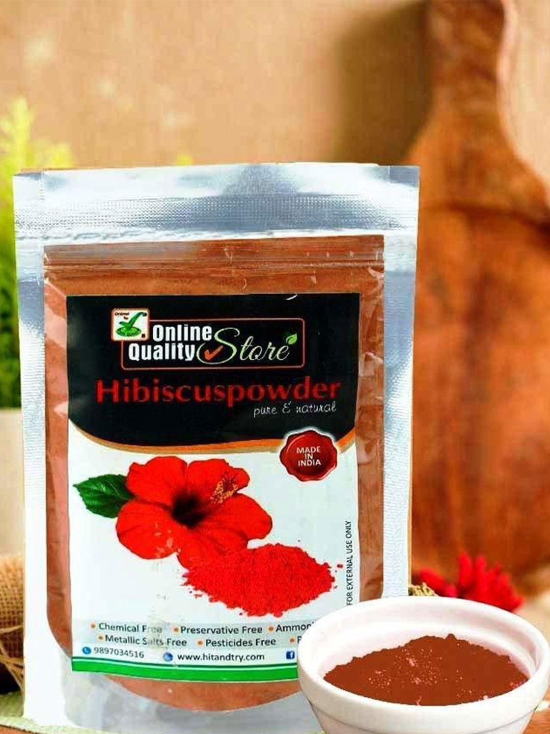 

Online Quality Store Pure And Natural Hibiscus Powder For Hair Growth - 200g, Brown