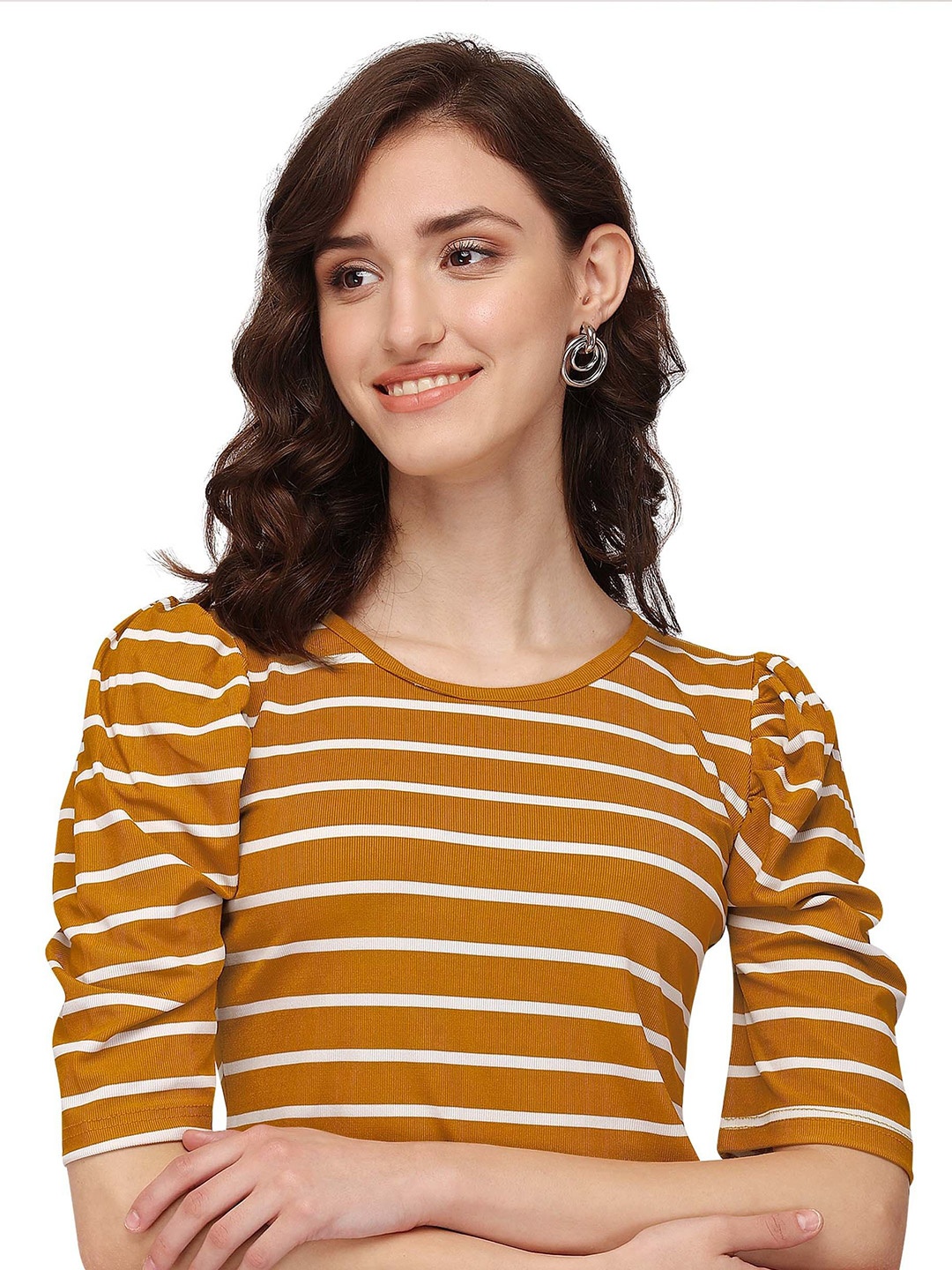 

NiloBerry Striped Crop Top, Mustard