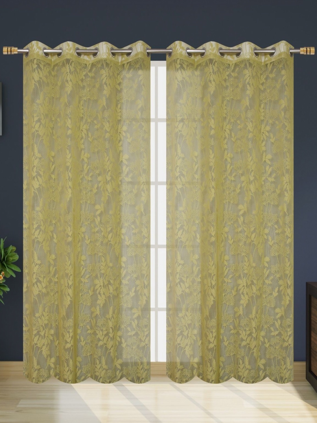 

Galaxy Home Decor Green Set of 2 Sheer Long Door Curtain