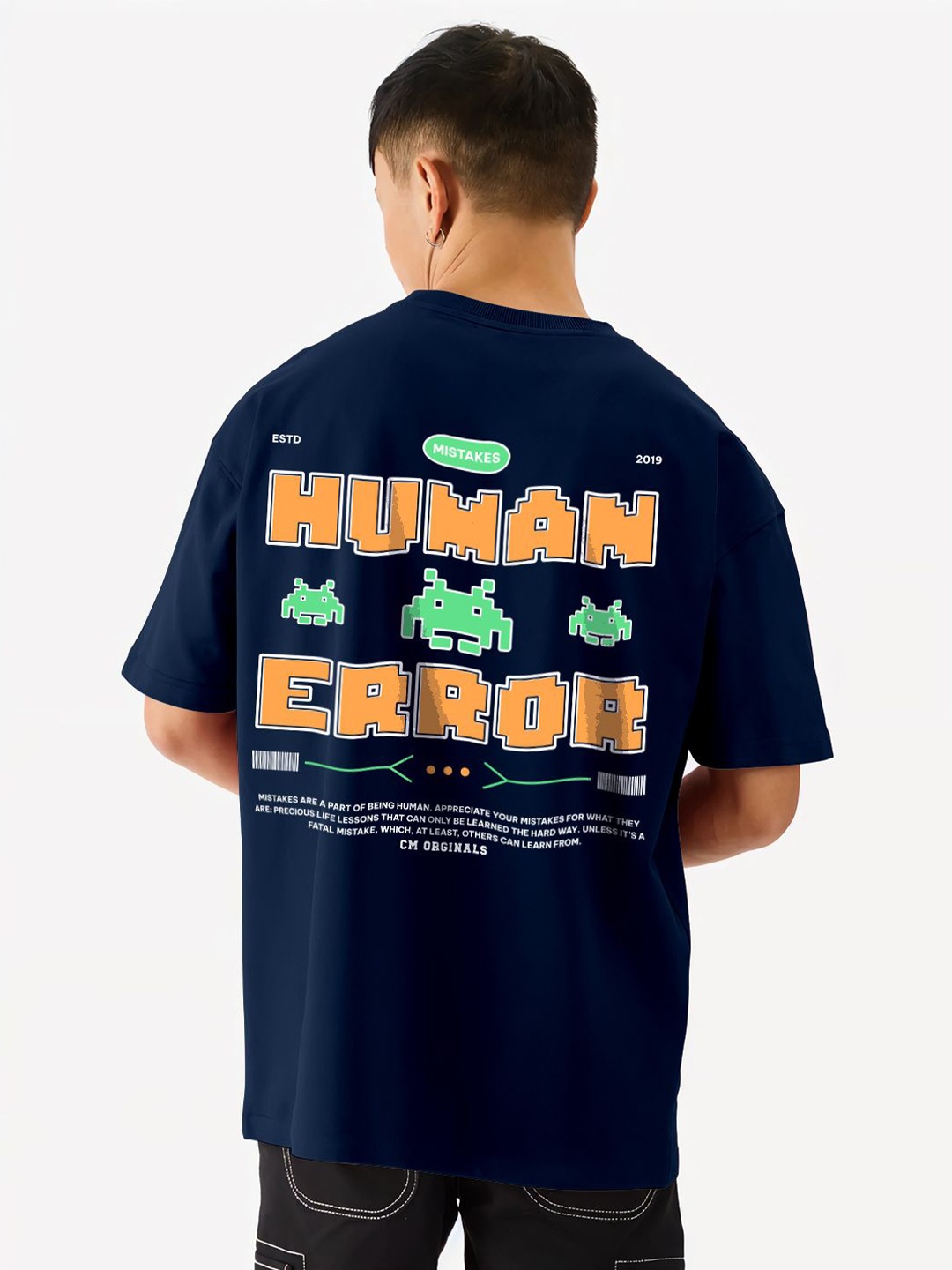 

Crazymonk Men Printed Raw Edge T-shirt, Navy blue