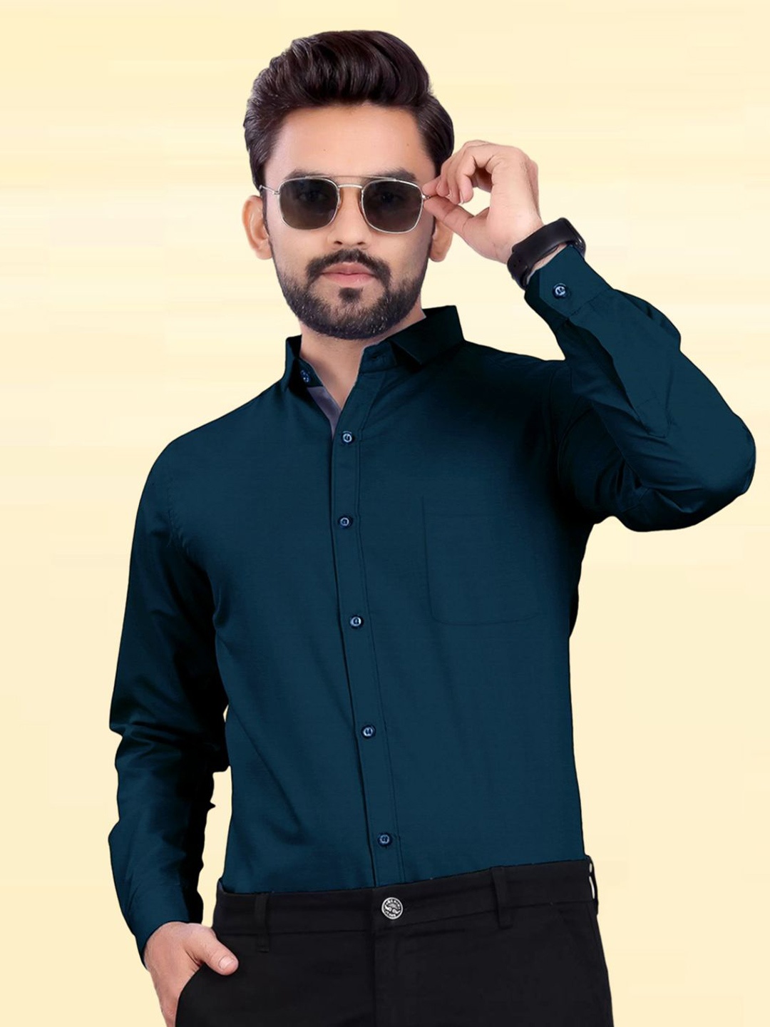 

Moda Rapido Men Standard Opaque Formal Shirt, Teal