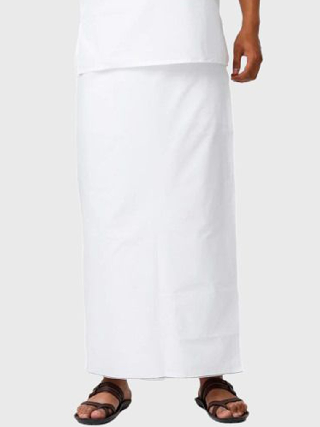 

RAMRAJ Cotton Men White Single Layer Prayer Dhoti