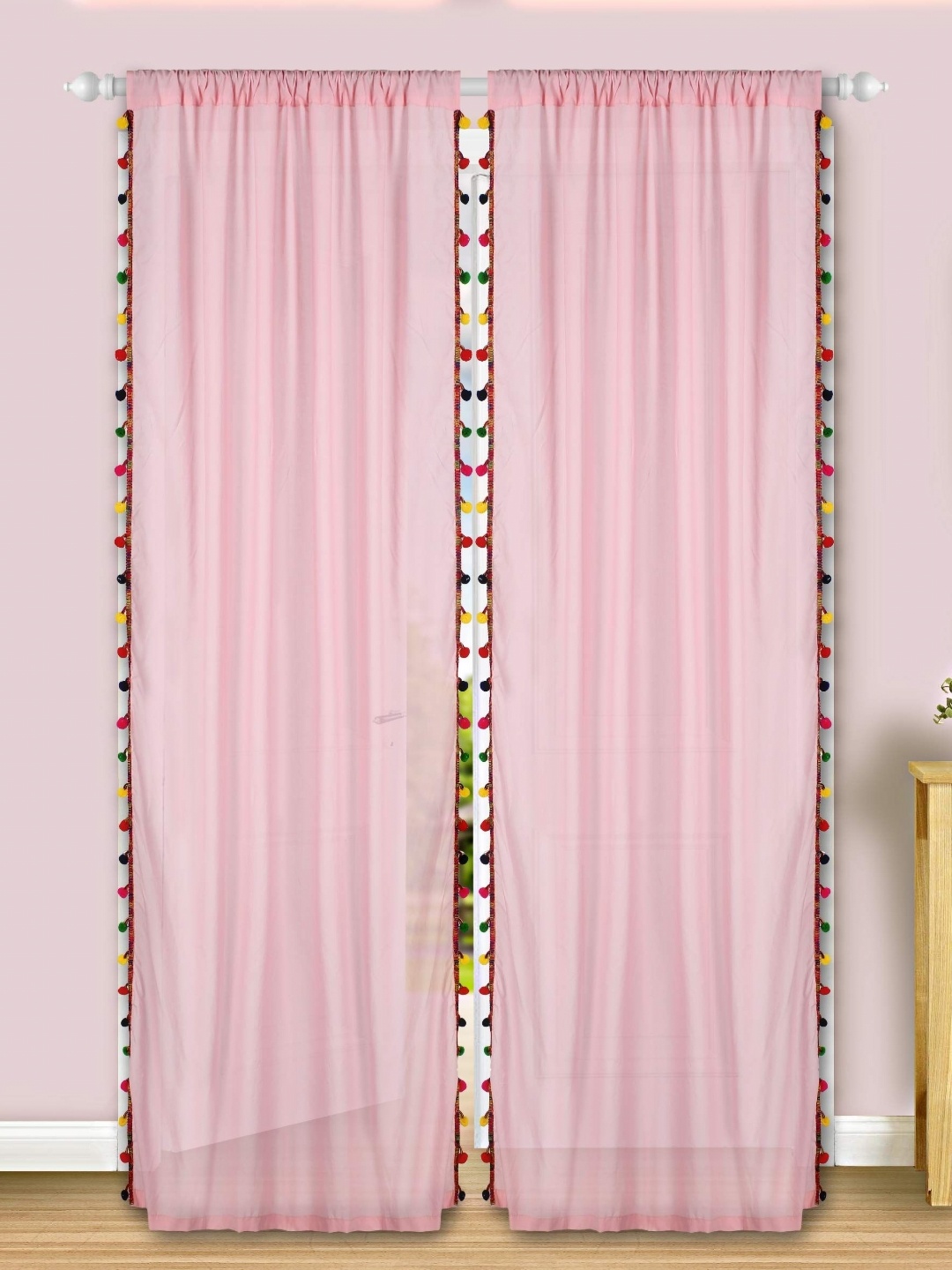 

Dekor World Multicoloured Set of 2 Embellished Sheer Door Curtain, Multi
