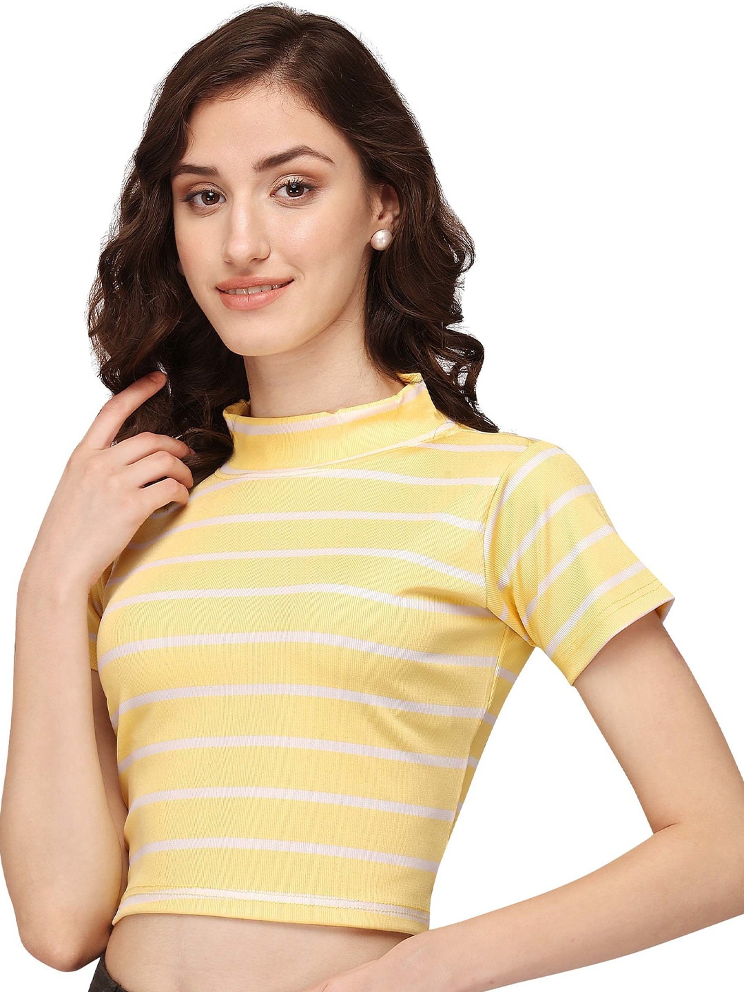 

NiloBerry Striped Crop Top, Yellow