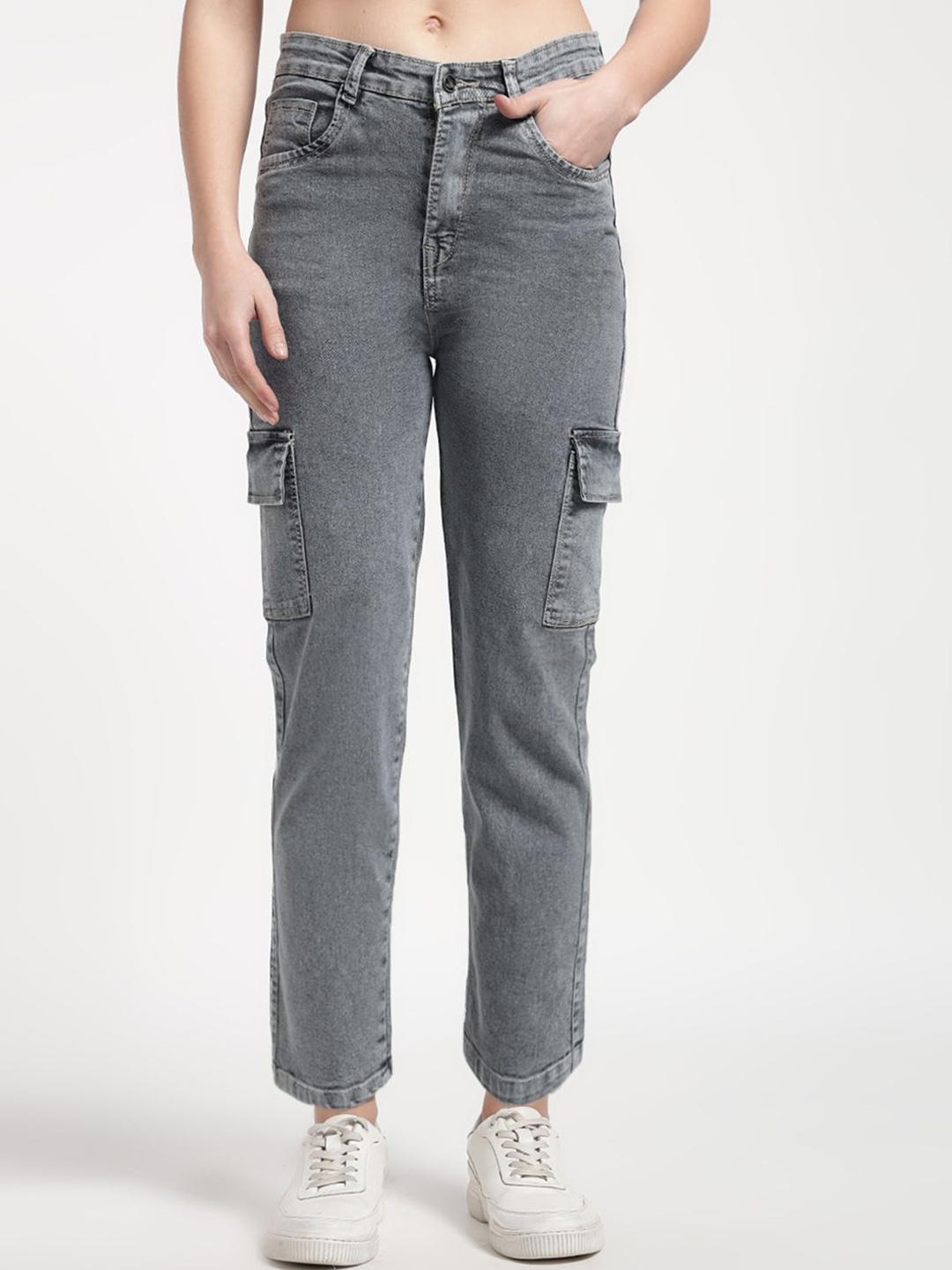 

The Roadster Lifestyle Co Women Pure Cotton High-Rise Stretchable Jeans, Grey
