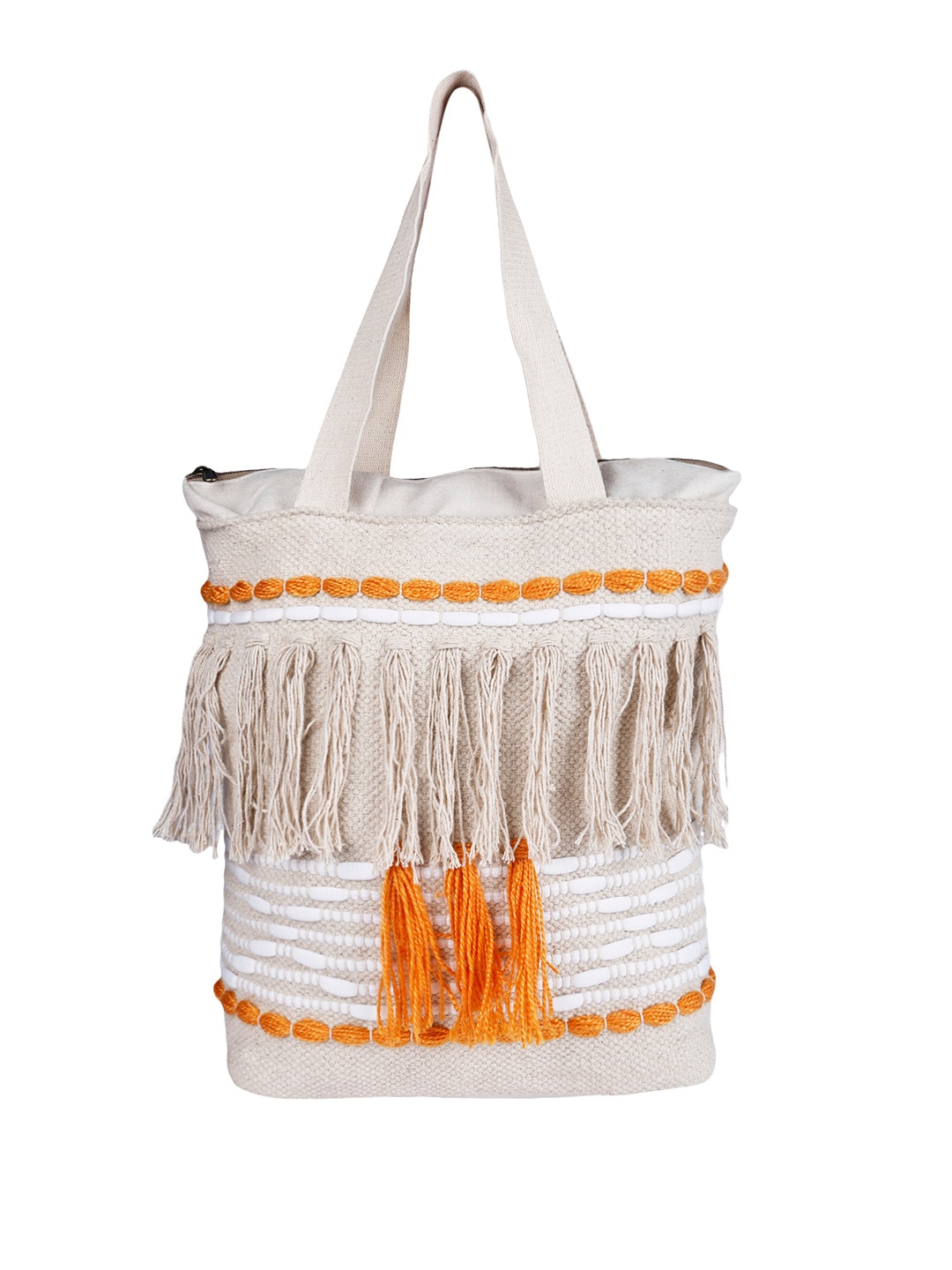 

PCL FASHION Shopper Tote Bag with Fringed, Orange