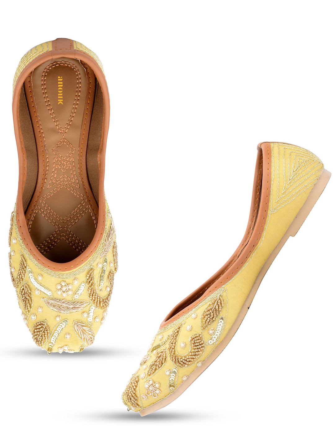 

Anouk Women Embellished Ethnic Mojaris Flats, Gold