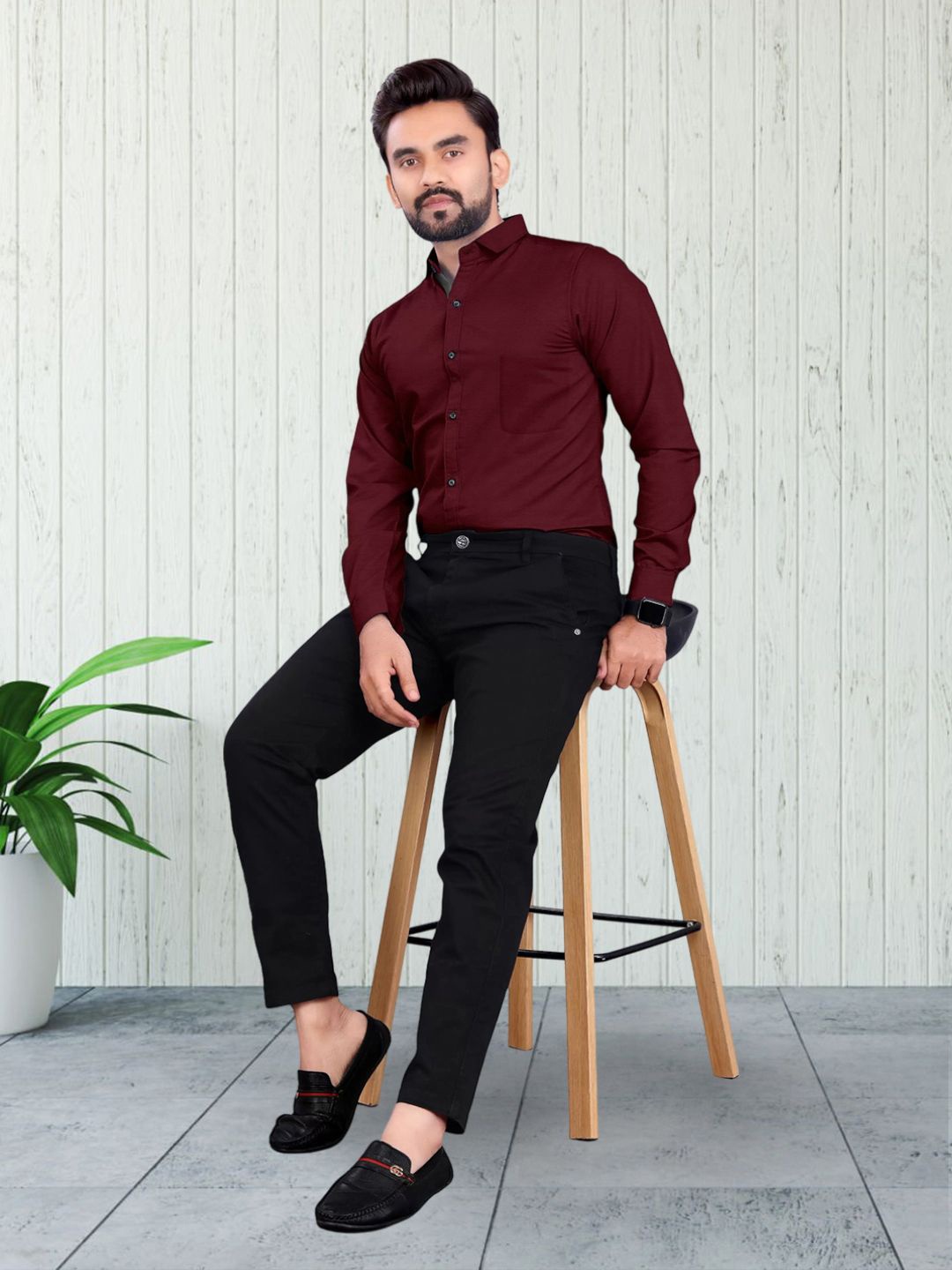 

Moda Rapido Men Standard Opaque Formal Shirt, Maroon