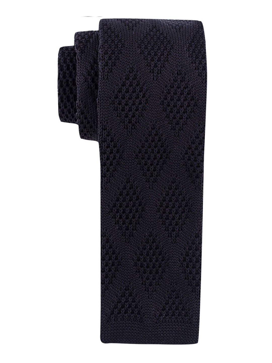 

The Tie Hub Men Woven Design Broad Tie, Black