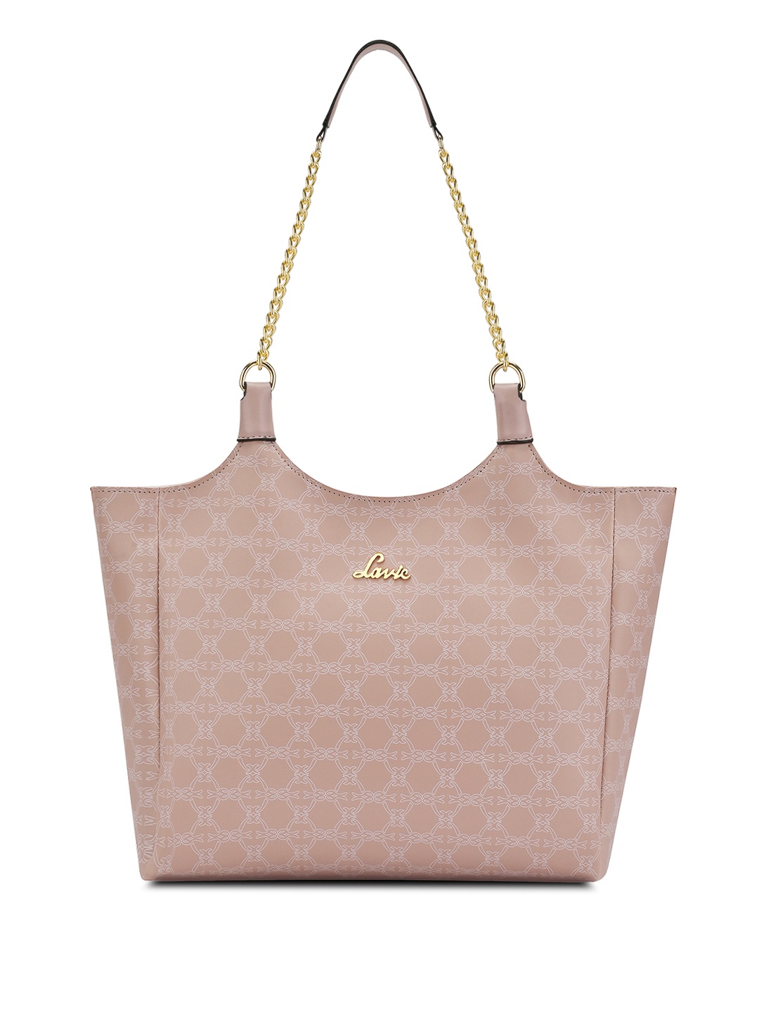 

Lavie Ethnic Motifs Printed Structured Tote Bag with Quilted, Pink