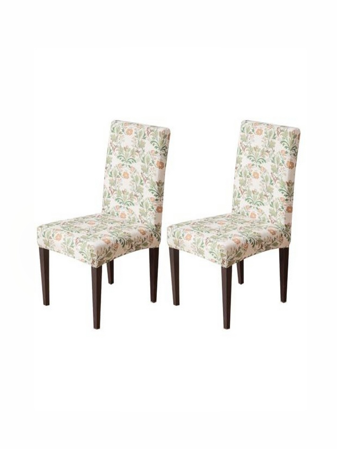 

HOUSE OF QUIRK Set Of 2 Beige Printed Stretchable Washable Short Dining Chair Covers