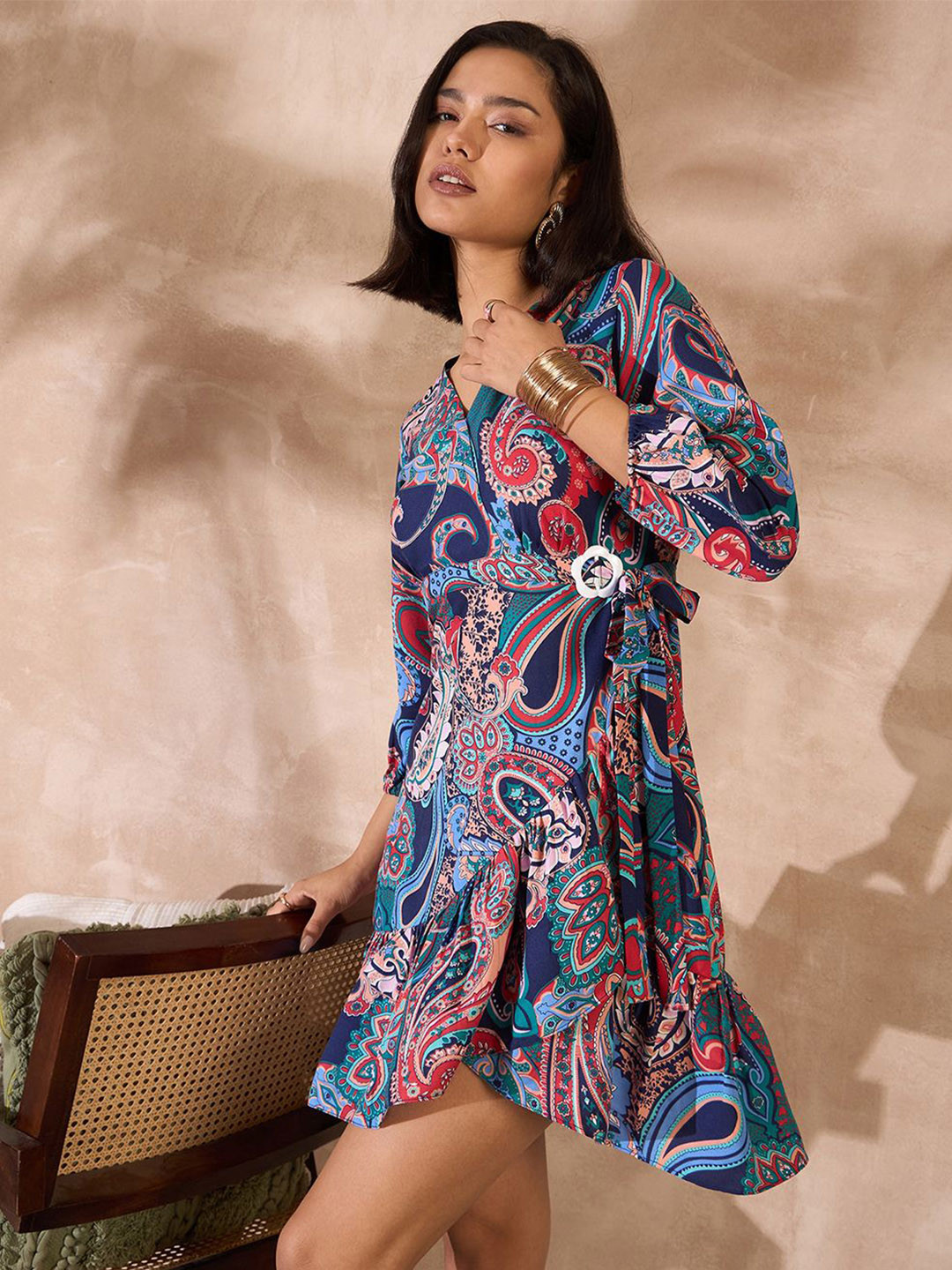 

CORSICA Print Puff Sleeve Dress, Blue