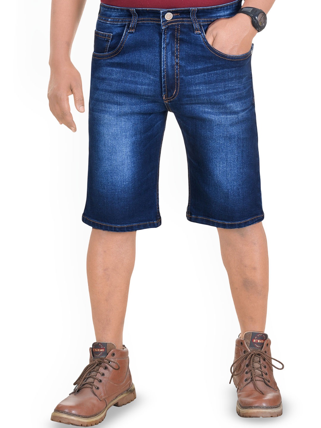 

Plounge Men Slim Fit Denim Shorts, Blue