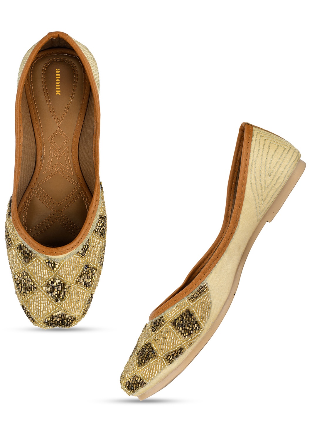 

Anouk Women Embellished Ethnic Mojaris Flats, Copper