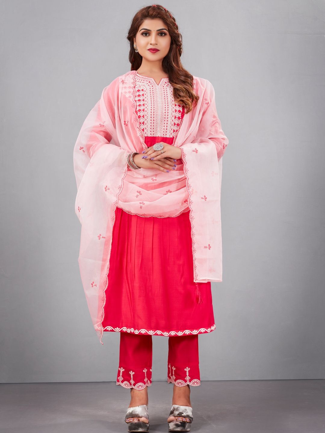 

Suha Women Pure Cotton Organza, Red