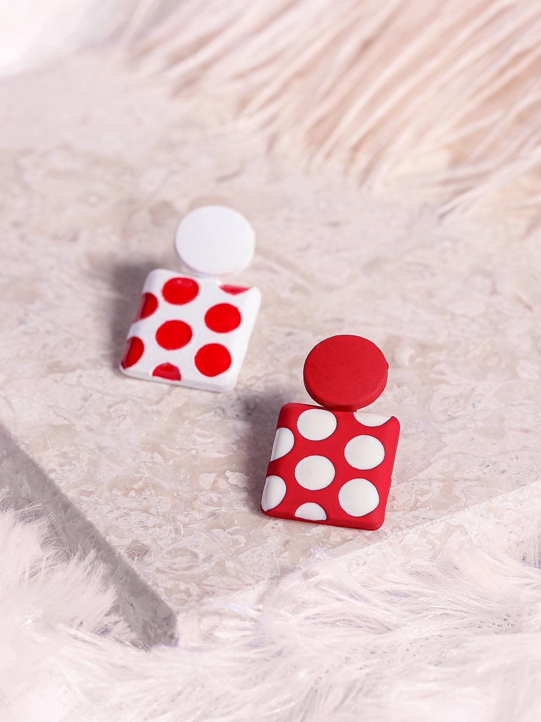 

DressBerry Square Drop Earrings, Red