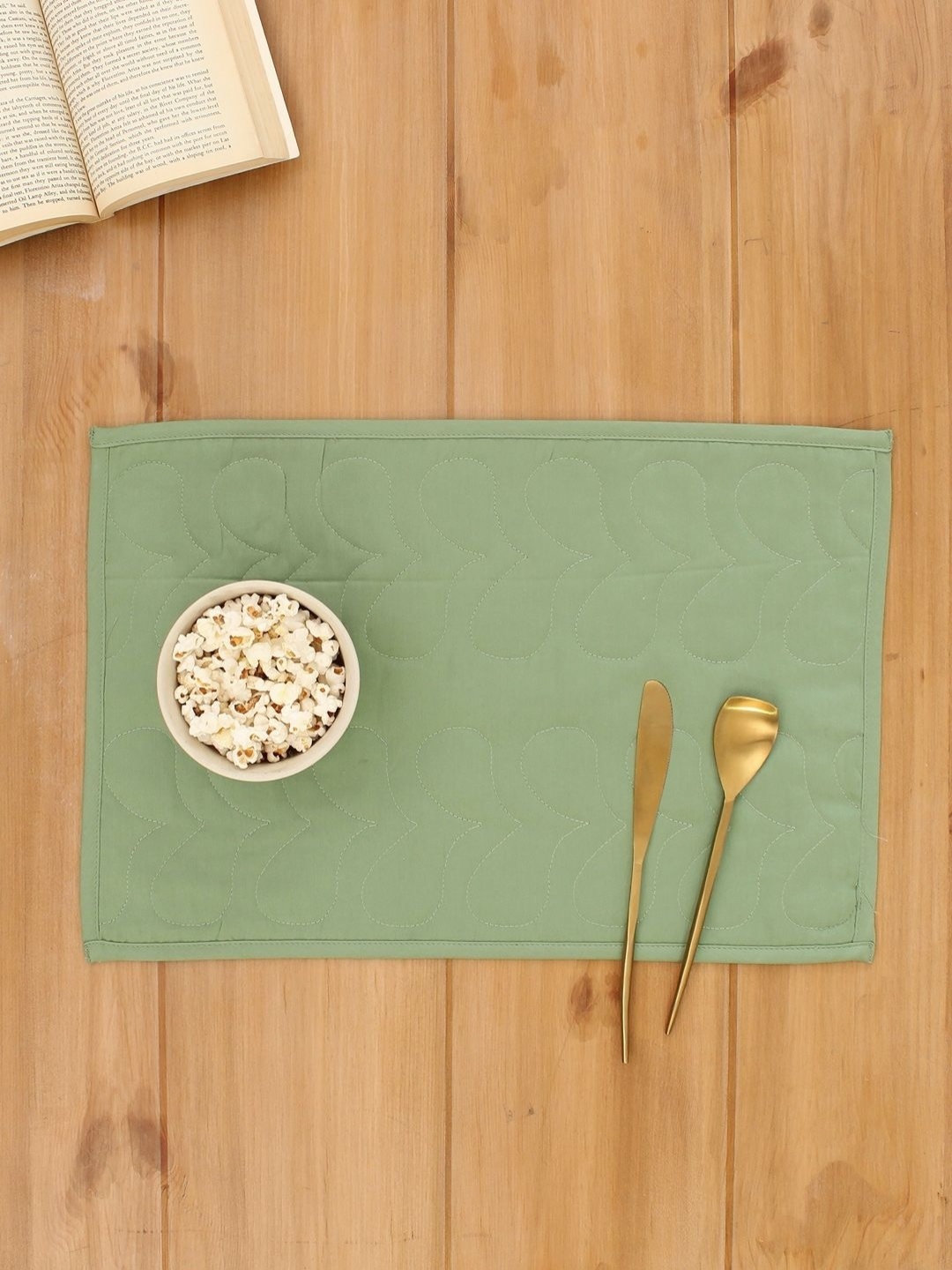 

House This 2-Pcs Green Textured Table Placemats