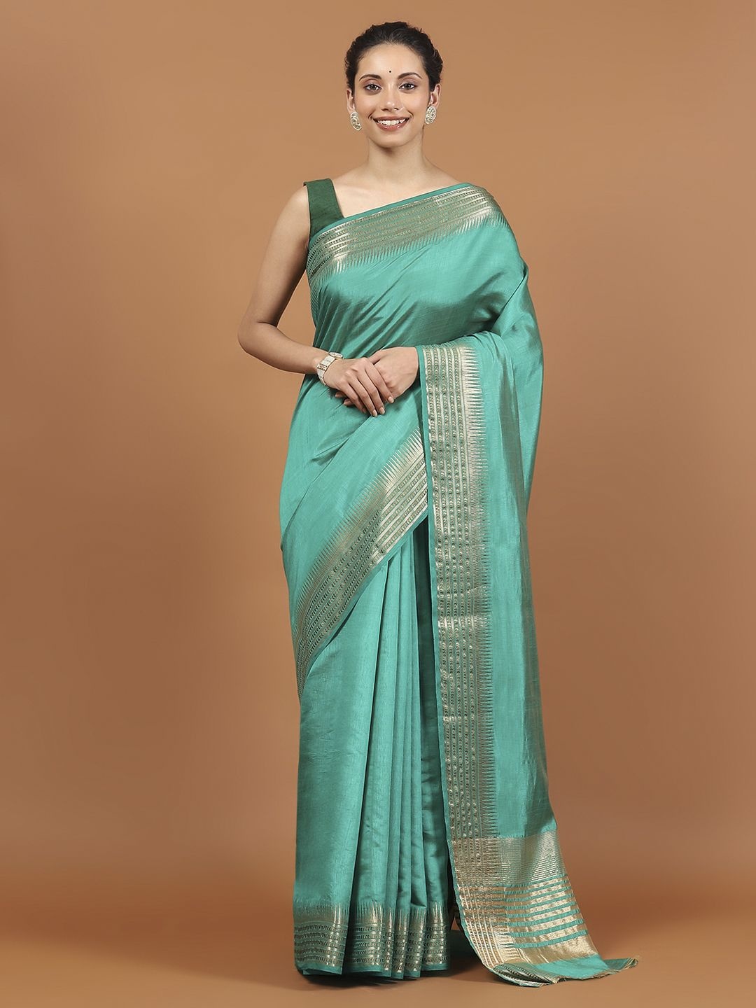 

Meena Bazaar Woven Design Zari Art Silk Saree, Green