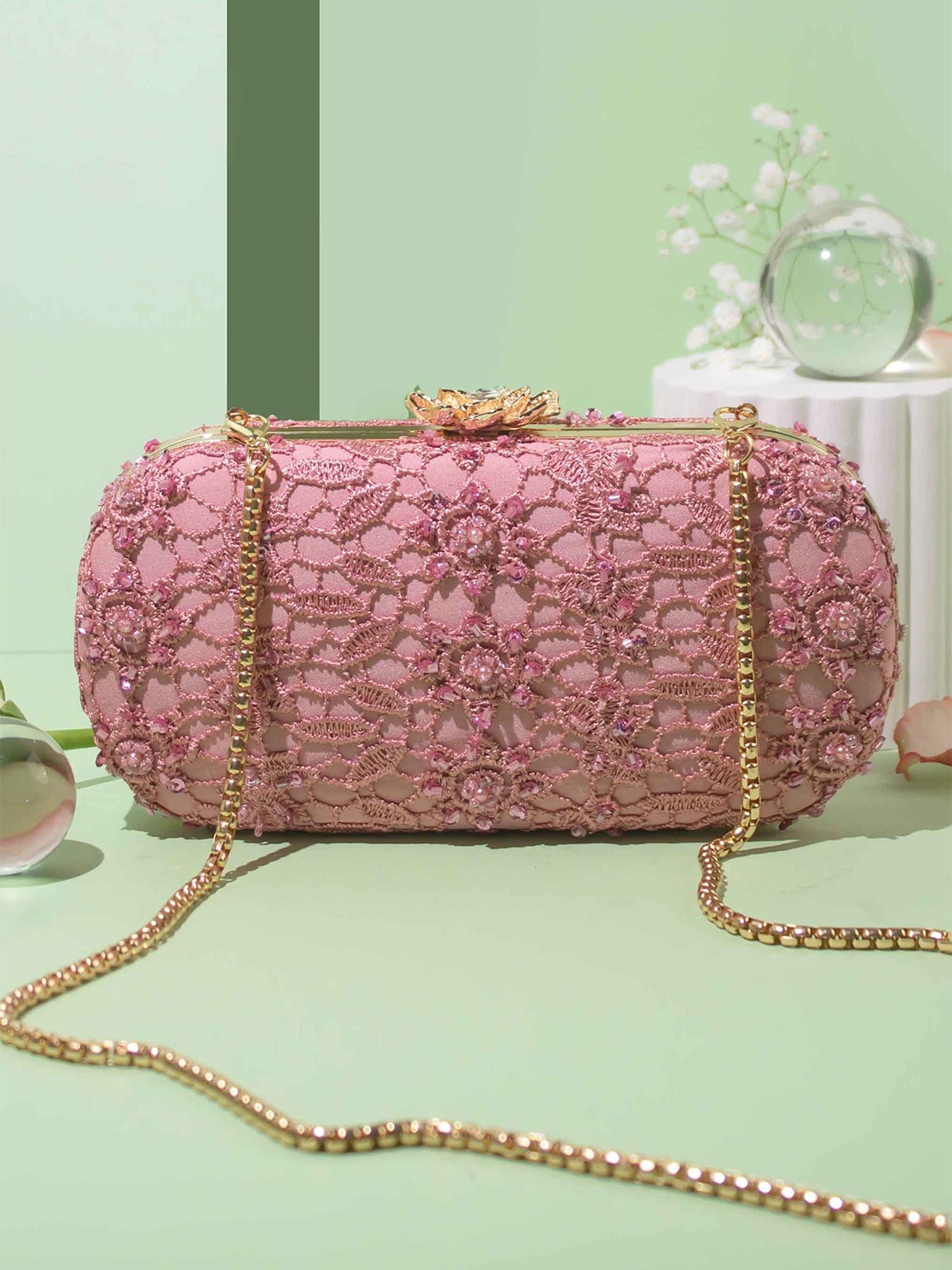 

AMYRA Floral Oversized Structured Shoulder Bag, Pink