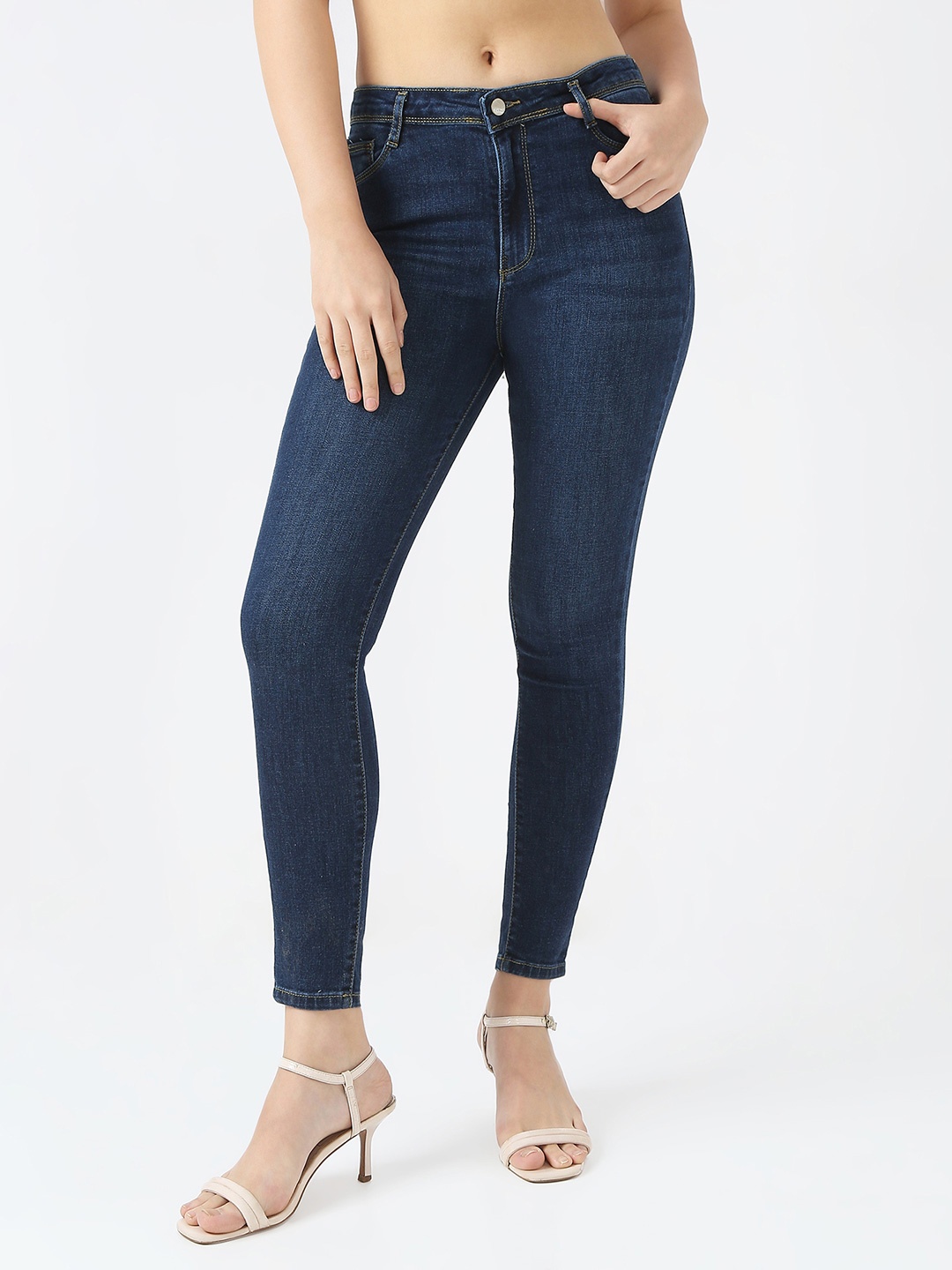 

Kraus Jeans Women Skinny Fit High-Rise Light Fade Jeans, Blue